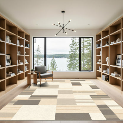 Neutral Contemporary Block Stripe Rug