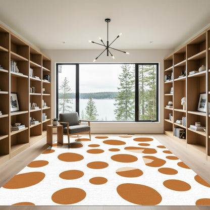 Warm Ochre Scattered Circles Rug