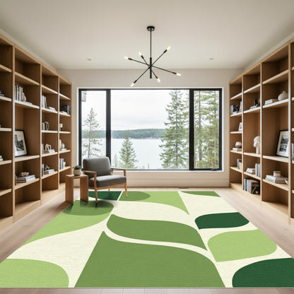 Abstract Organic Leaf Shapes Rug