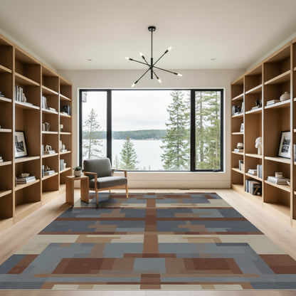 Geometric Earthy Tone Block Rug