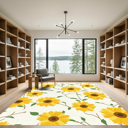 Golden Sunflower Vine Garden Rug