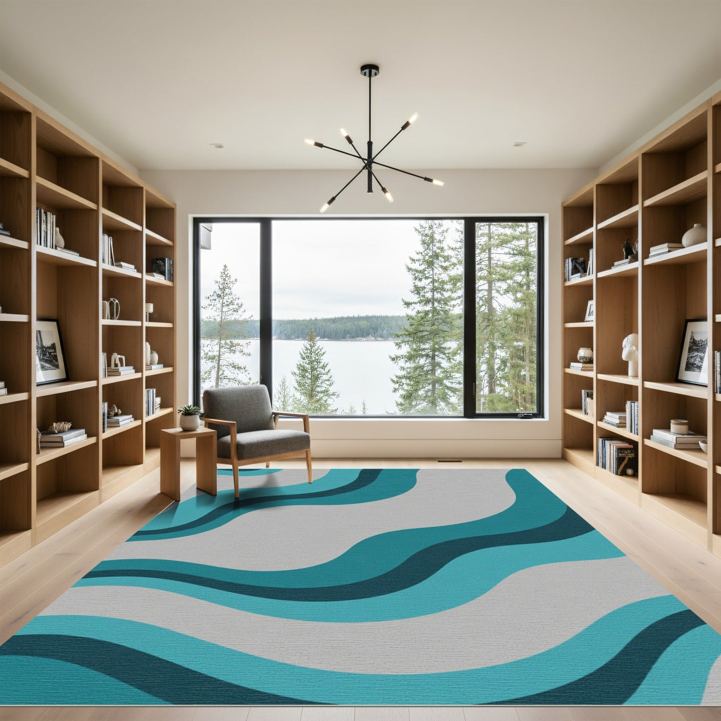 Teal Aqua Swirl Gradient Rug