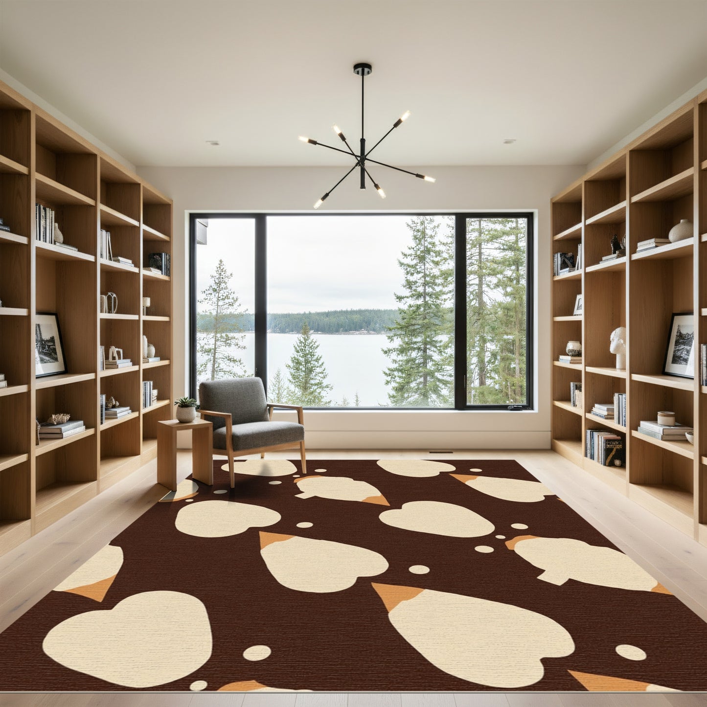 Brown Cream Irregular Heart Splatter Rug