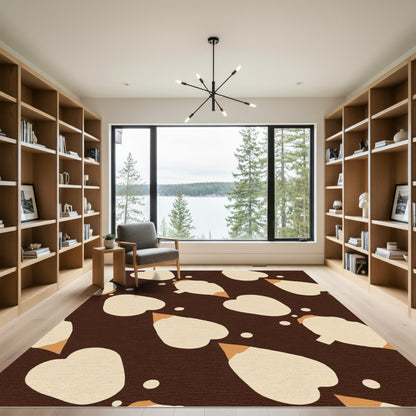 Brown Cream Irregular Heart Splatter Rug