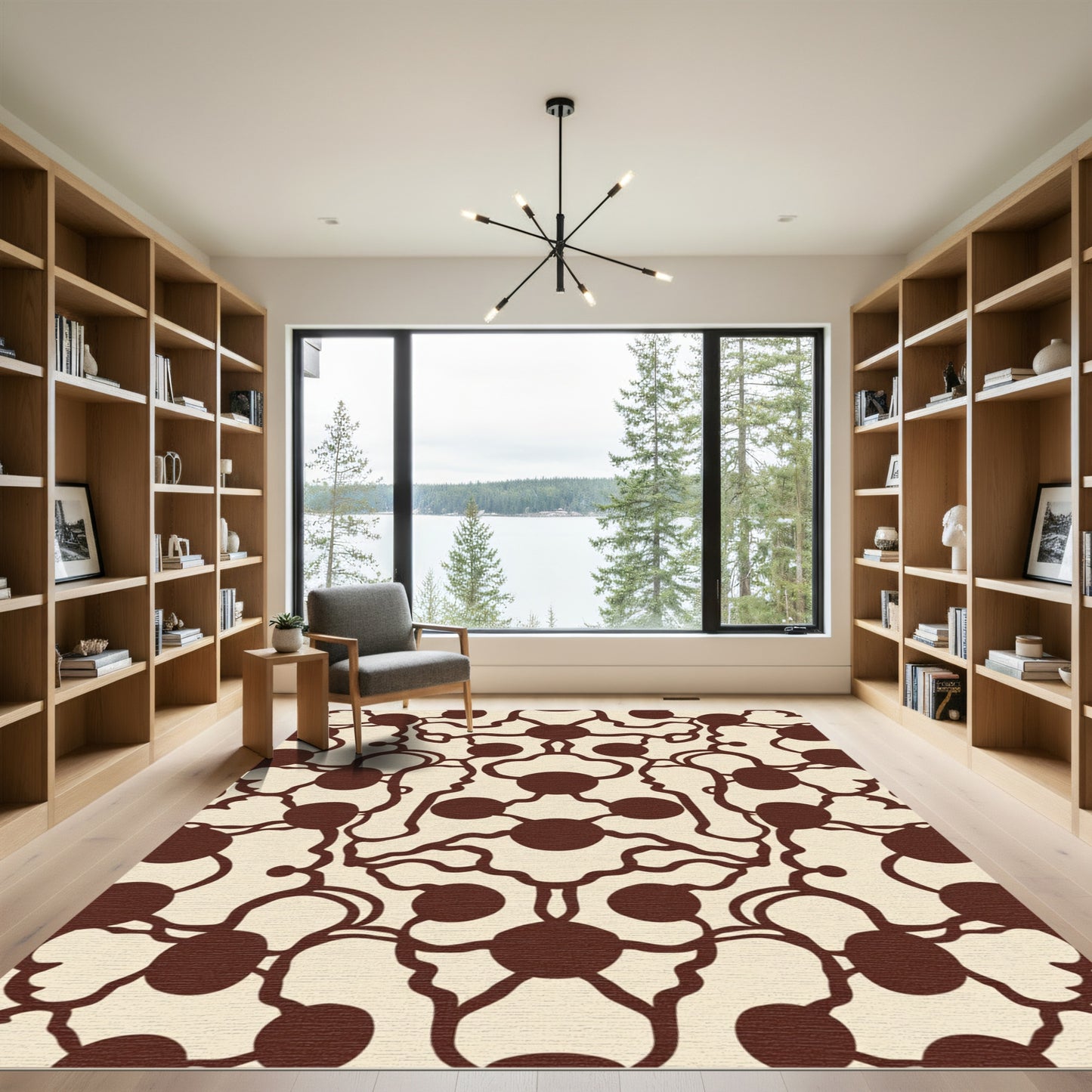 Brown Organic Circle And Vine Rug