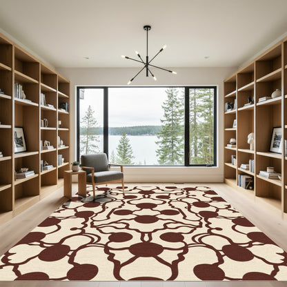 Brown Organic Circle And Vine Rug