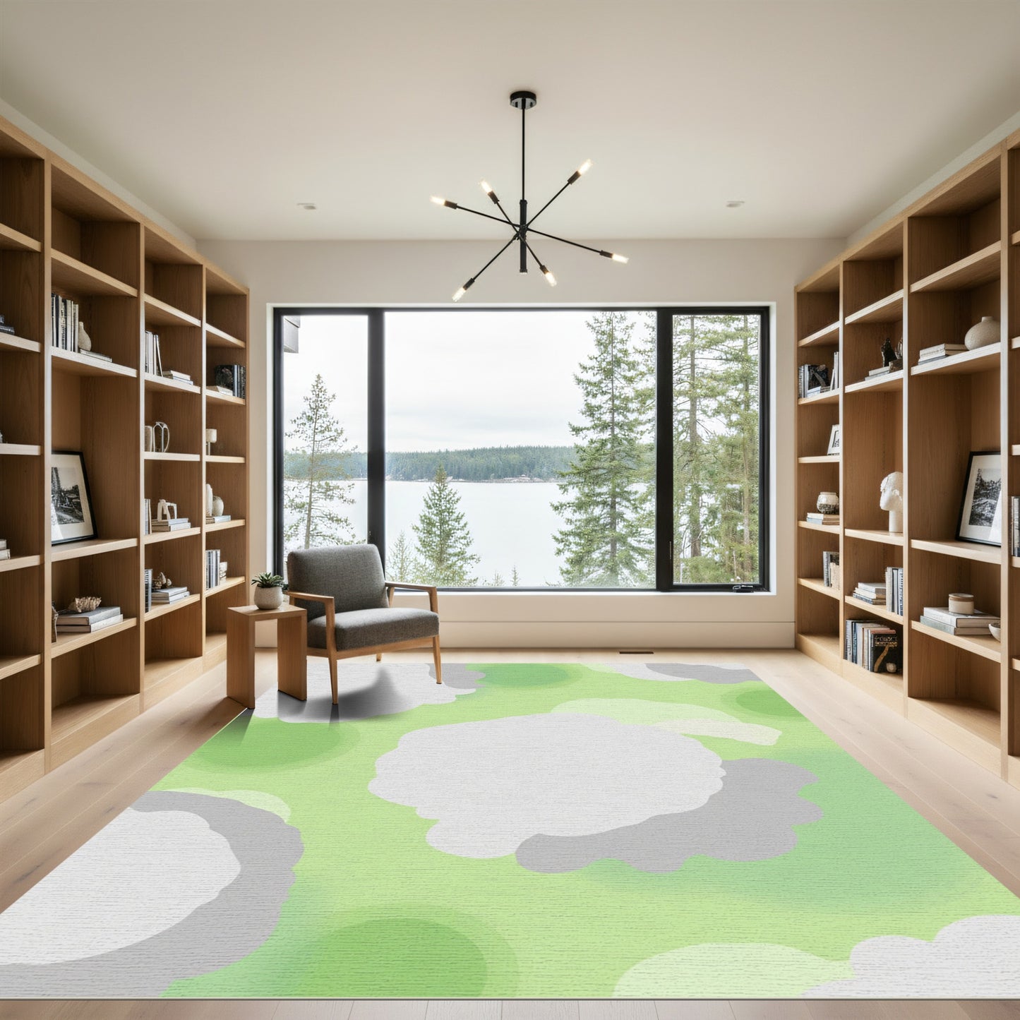 Soft Green Cloud Shapes Rug