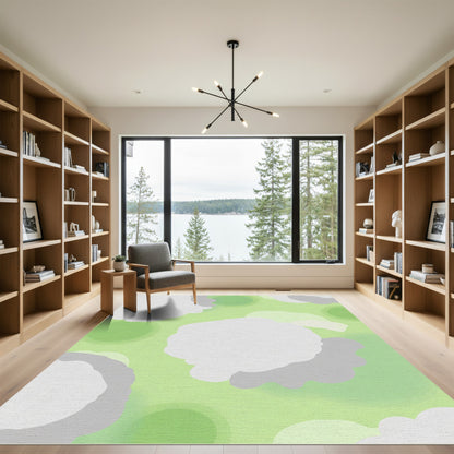 Soft Green Cloud Shapes Rug