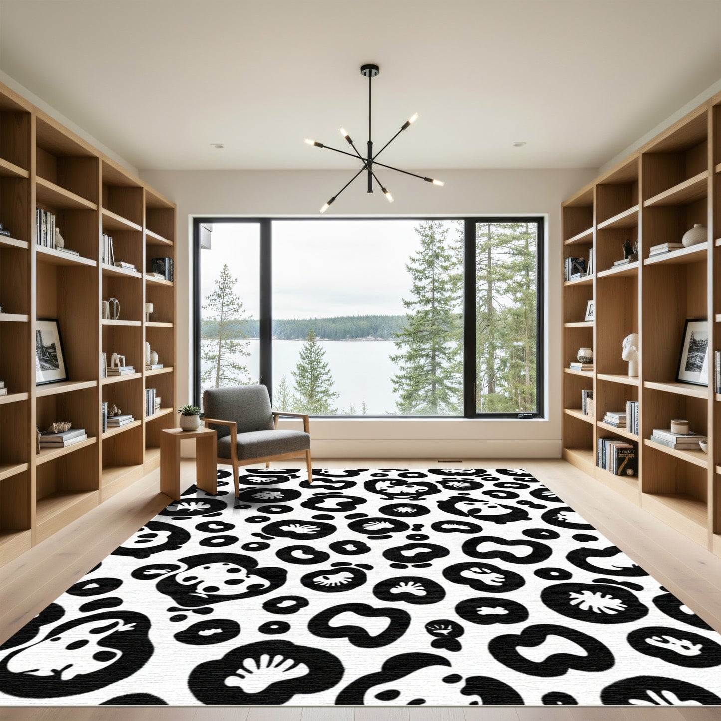 Bold Black Abstract Animal Spots Rug