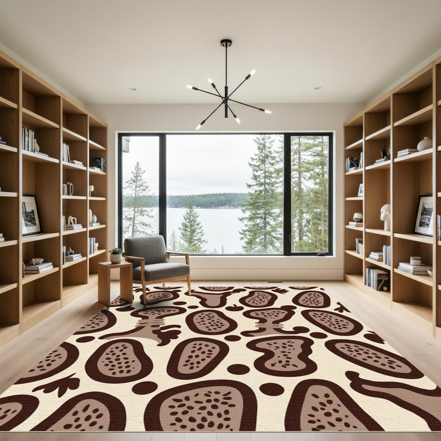 Brown Organic Abstract Shapes Rug