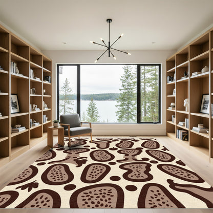 Brown Organic Abstract Shapes Rug