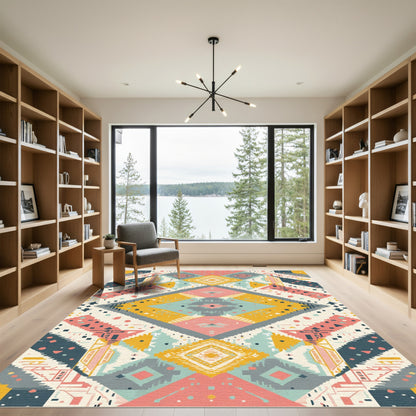 Eclectic Geometric Diamond Tribal Rug