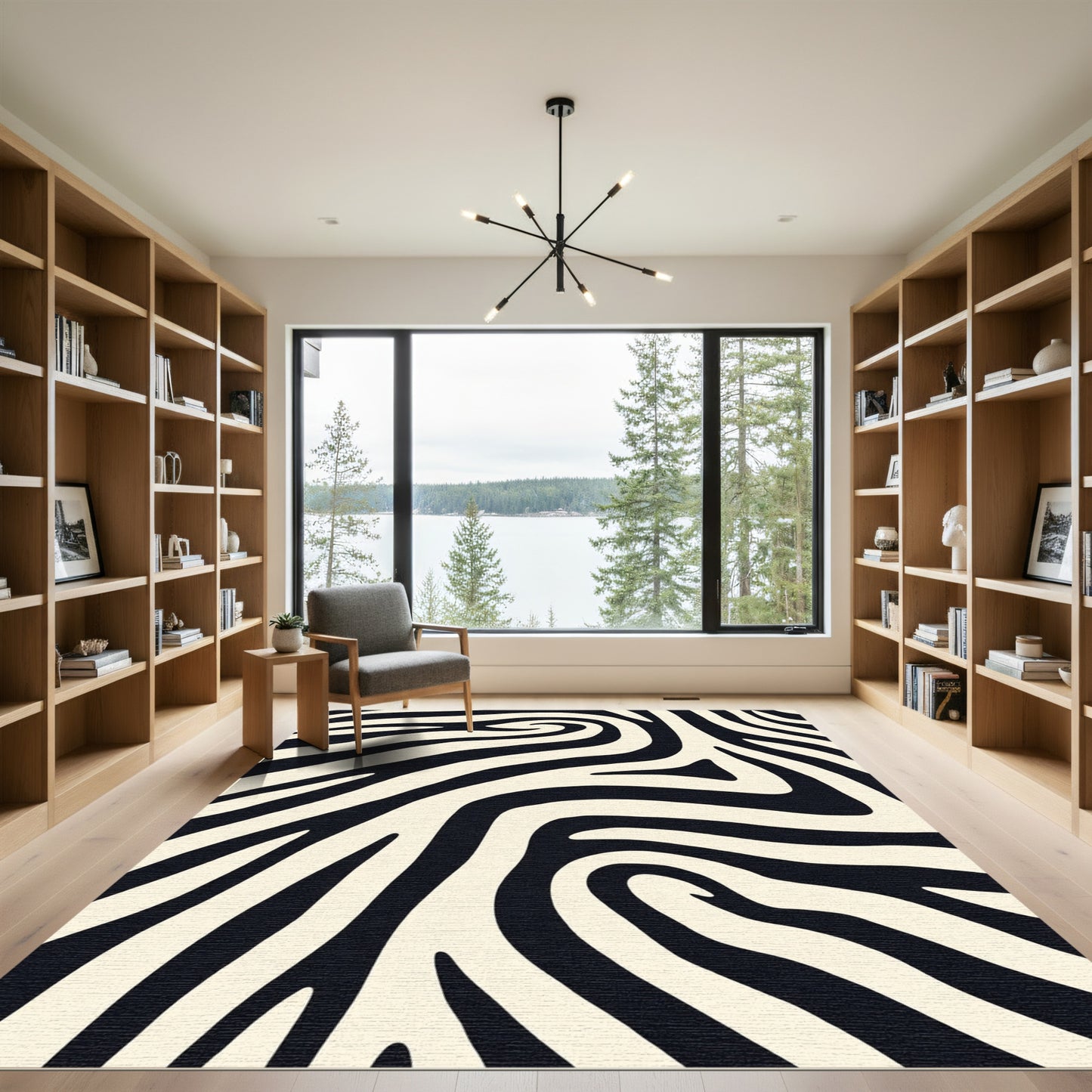 Bold Black Cream Zebra Stripe Rug