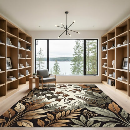 Rich Autumn Leafy Vine Ensemble Rug