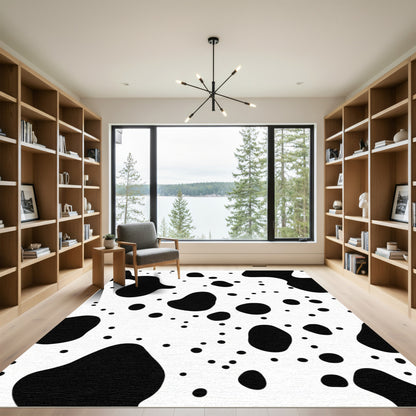 Black White Splatter Spots Rug