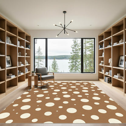 Warm Brown Cream Polka Dot Scatter Rug