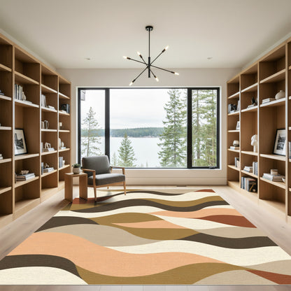 Earthy Abstract Landscape Waves Rug