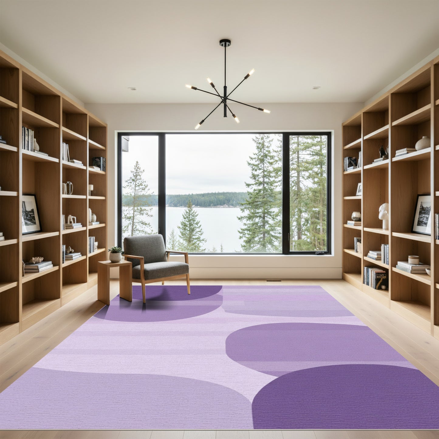Abstract Lavender Blobs Horizontal Lines Rug