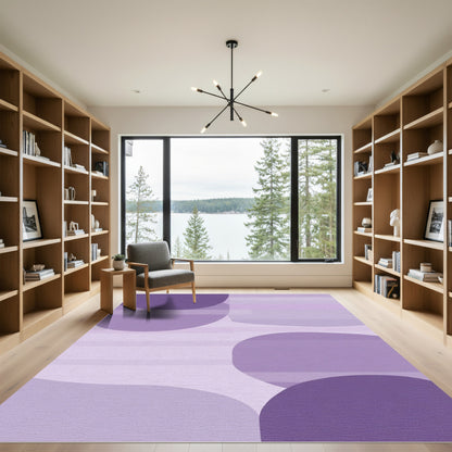 Abstract Lavender Blobs Horizontal Lines Rug