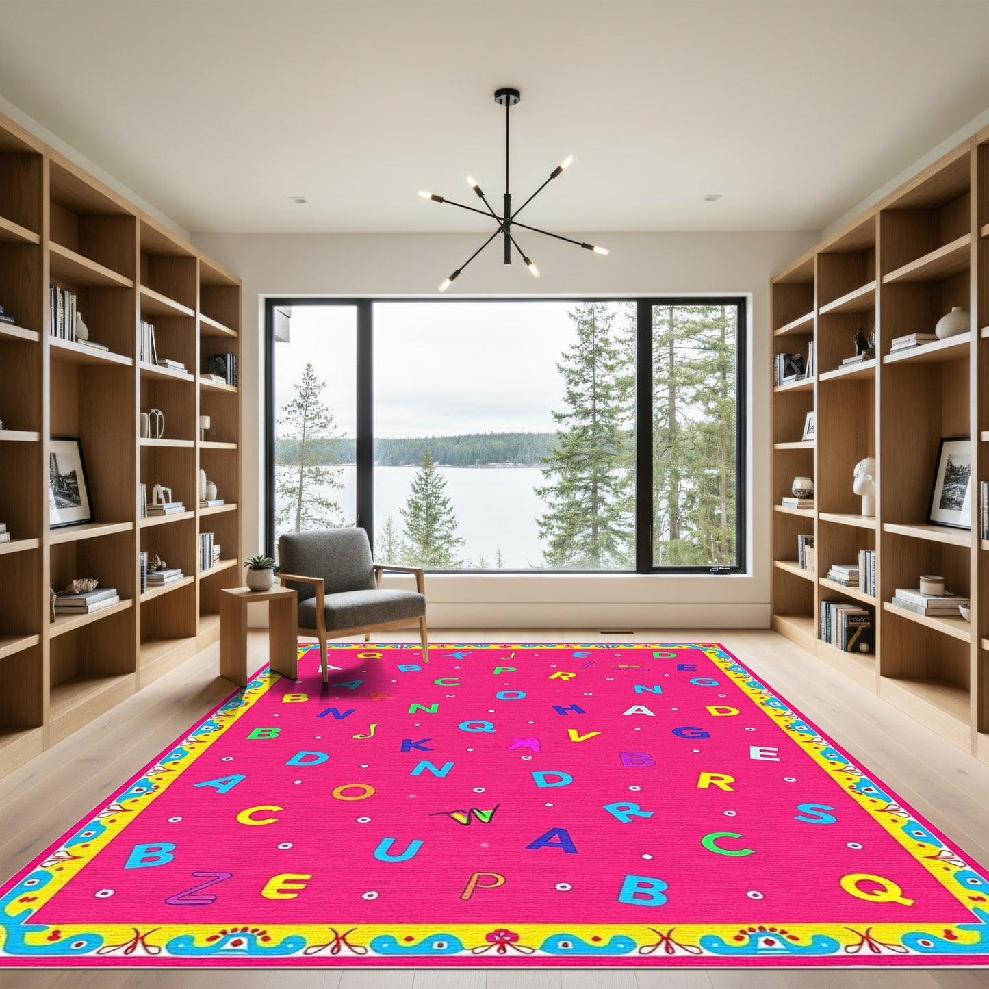 Vibrant Pink Alphabet Scatter Rug