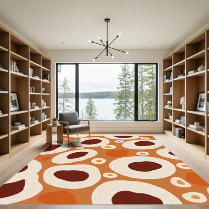 Abstract Orange Organic Round Rug
