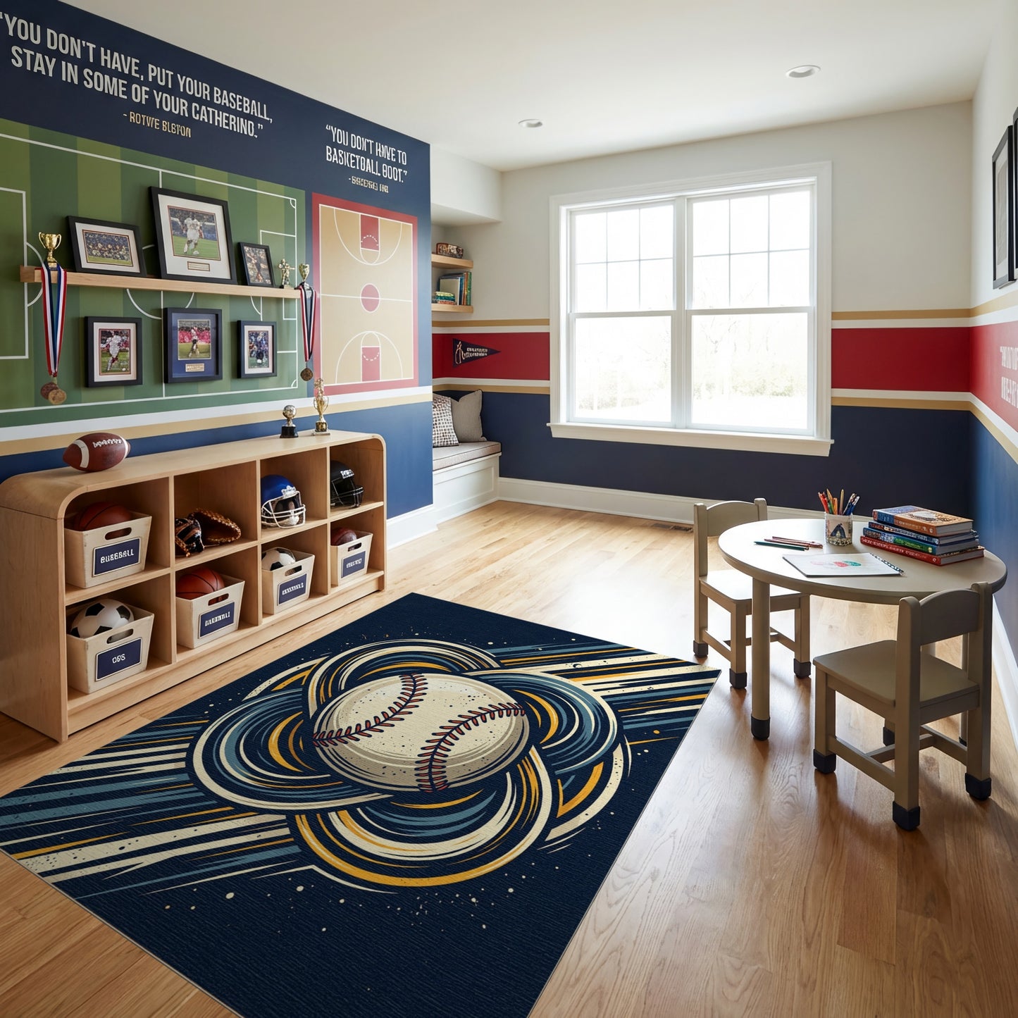 Navy Teal Braided Baseball Knot Rug