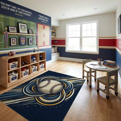 Navy Teal Braided Baseball Knot Rug