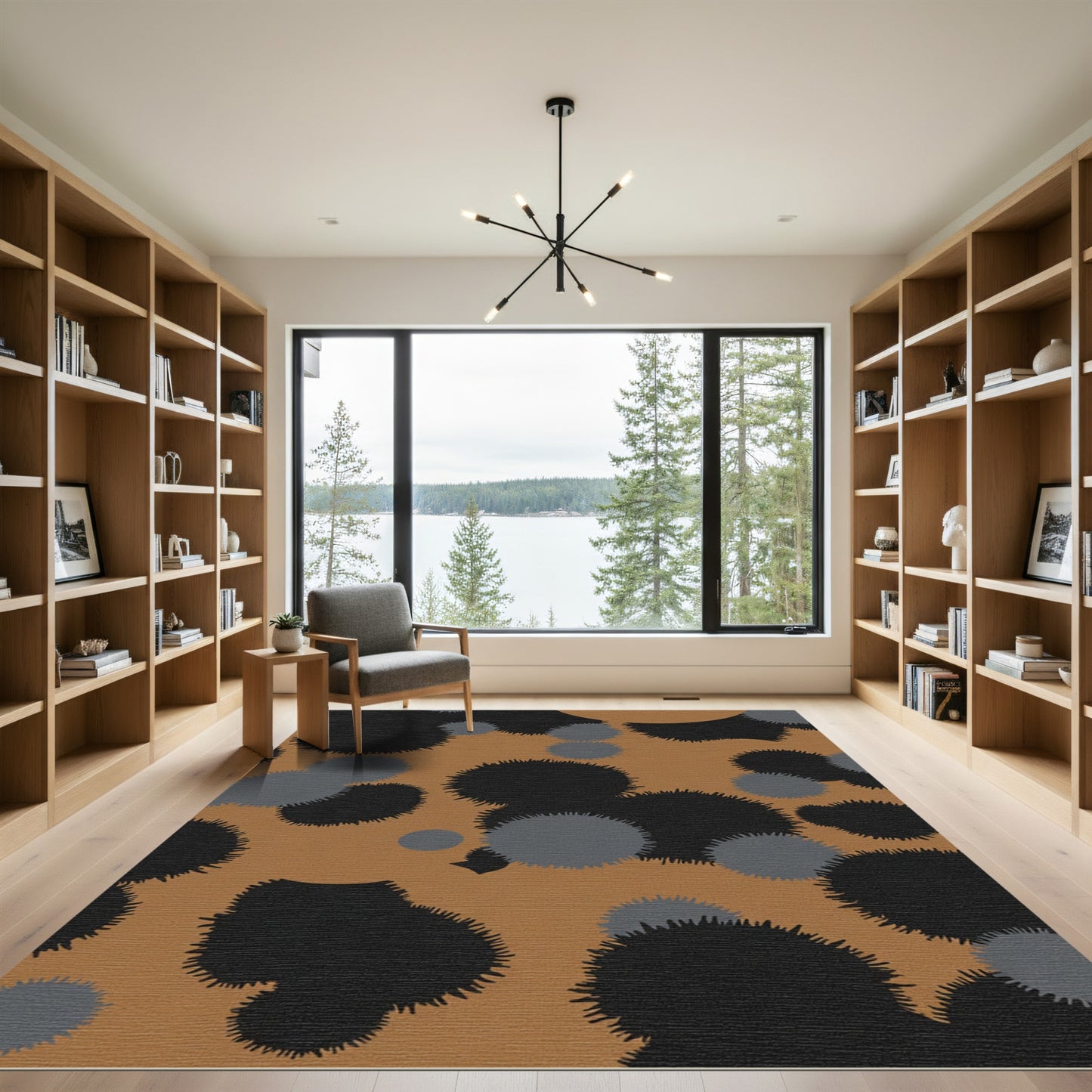 Brown Black Gray Spotted Blob Rug