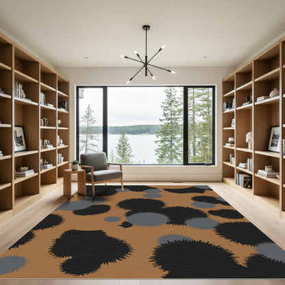 Brown Black Gray Spotted Blob Rug