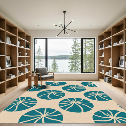 Teal Swirl Roundel Medallion Rug