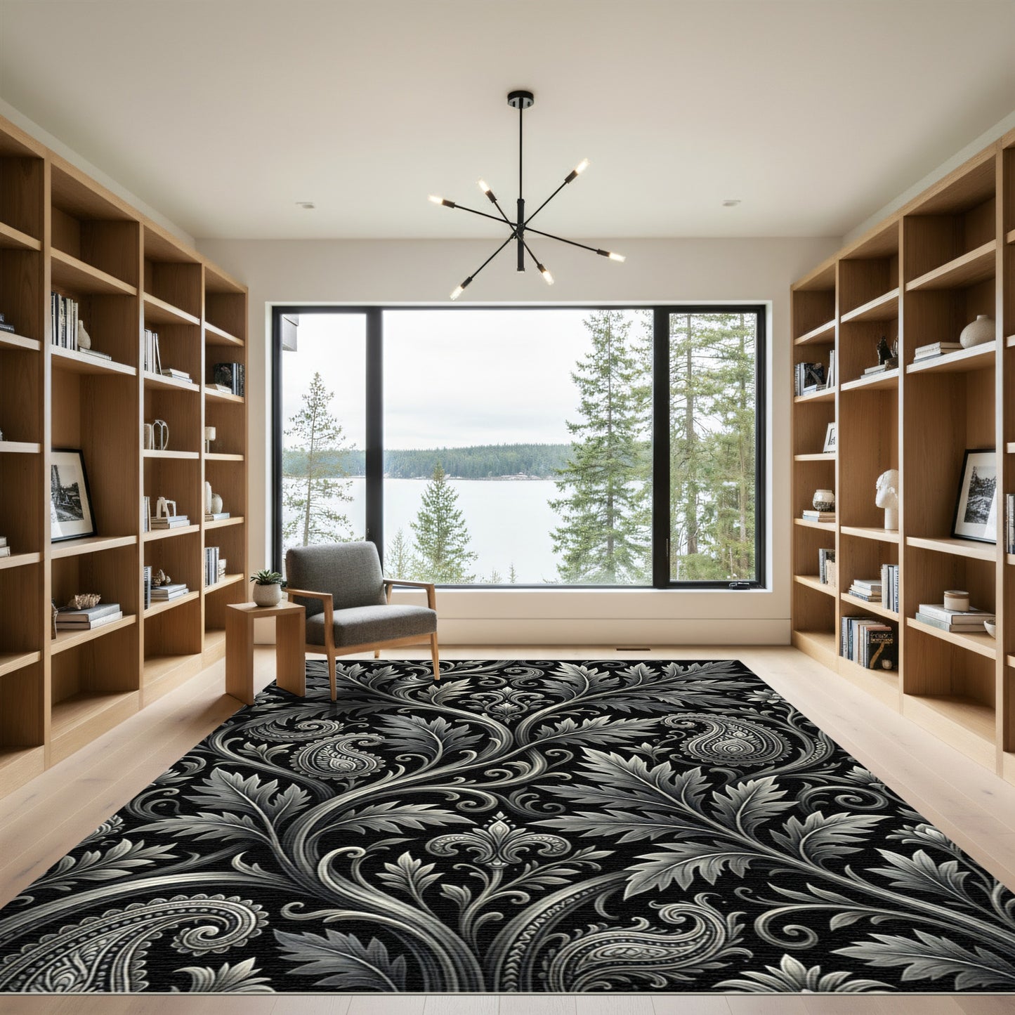 Ethereal Silver Paisley Flourish Rug