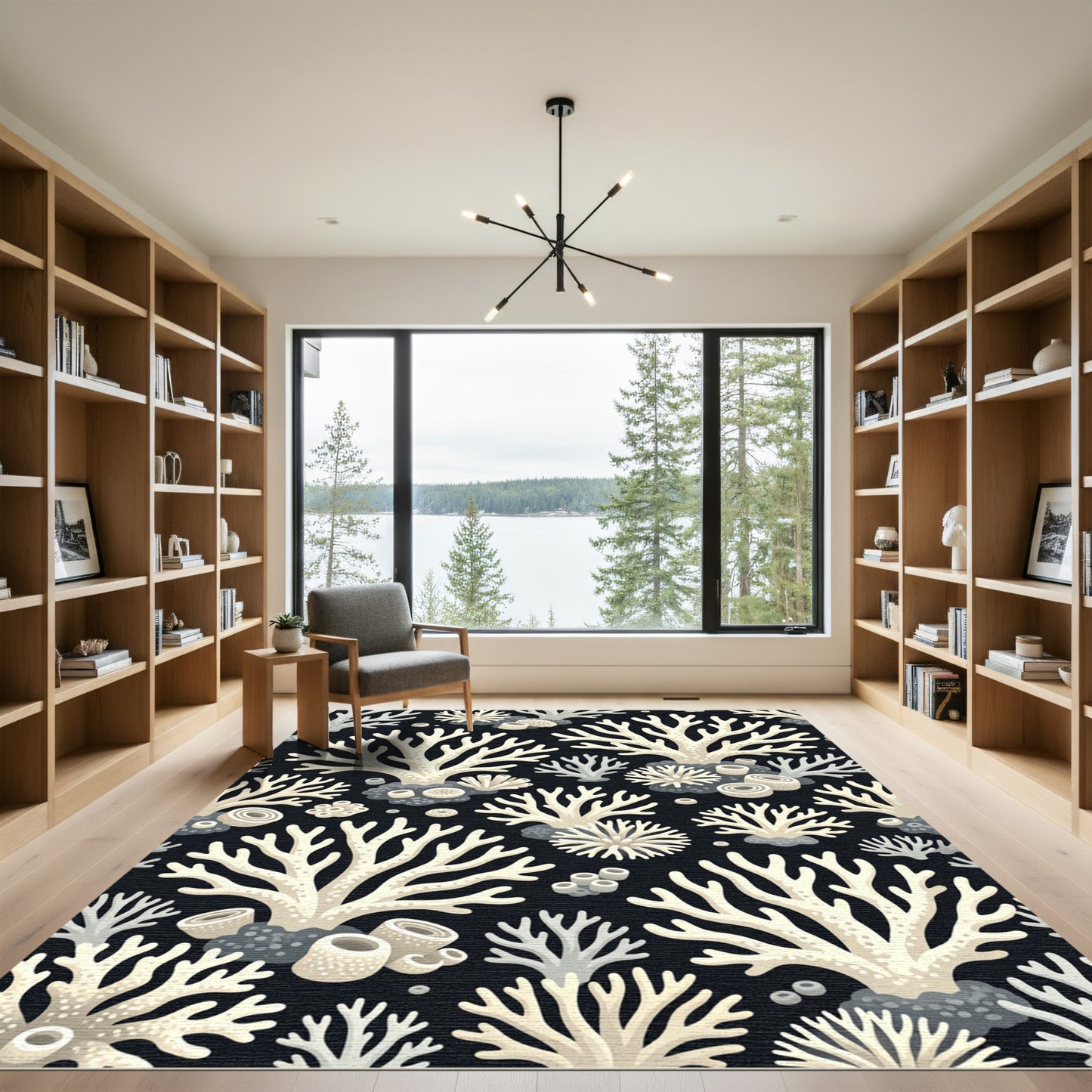 Cream Coral Reef Underwater Garden Rug