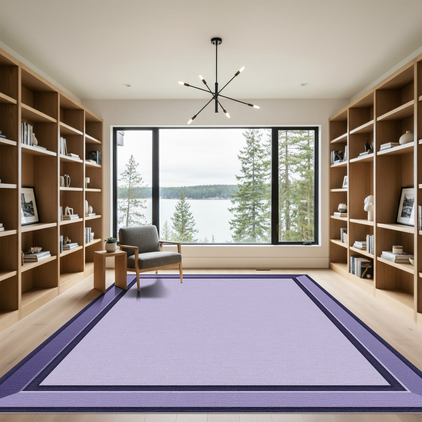 Purple Gradient Geometric Border Rug