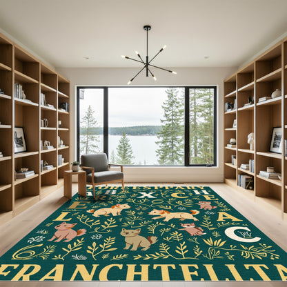 Whimsical Forest Animals Alphabet Rug