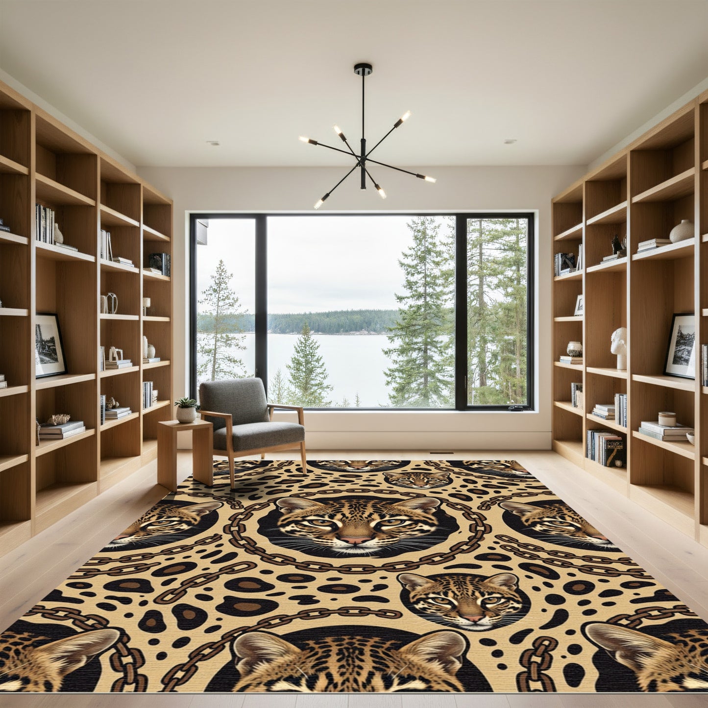Wild Cat Chain Leopard Spot Rug