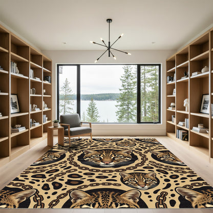 Wild Cat Chain Leopard Spot Rug