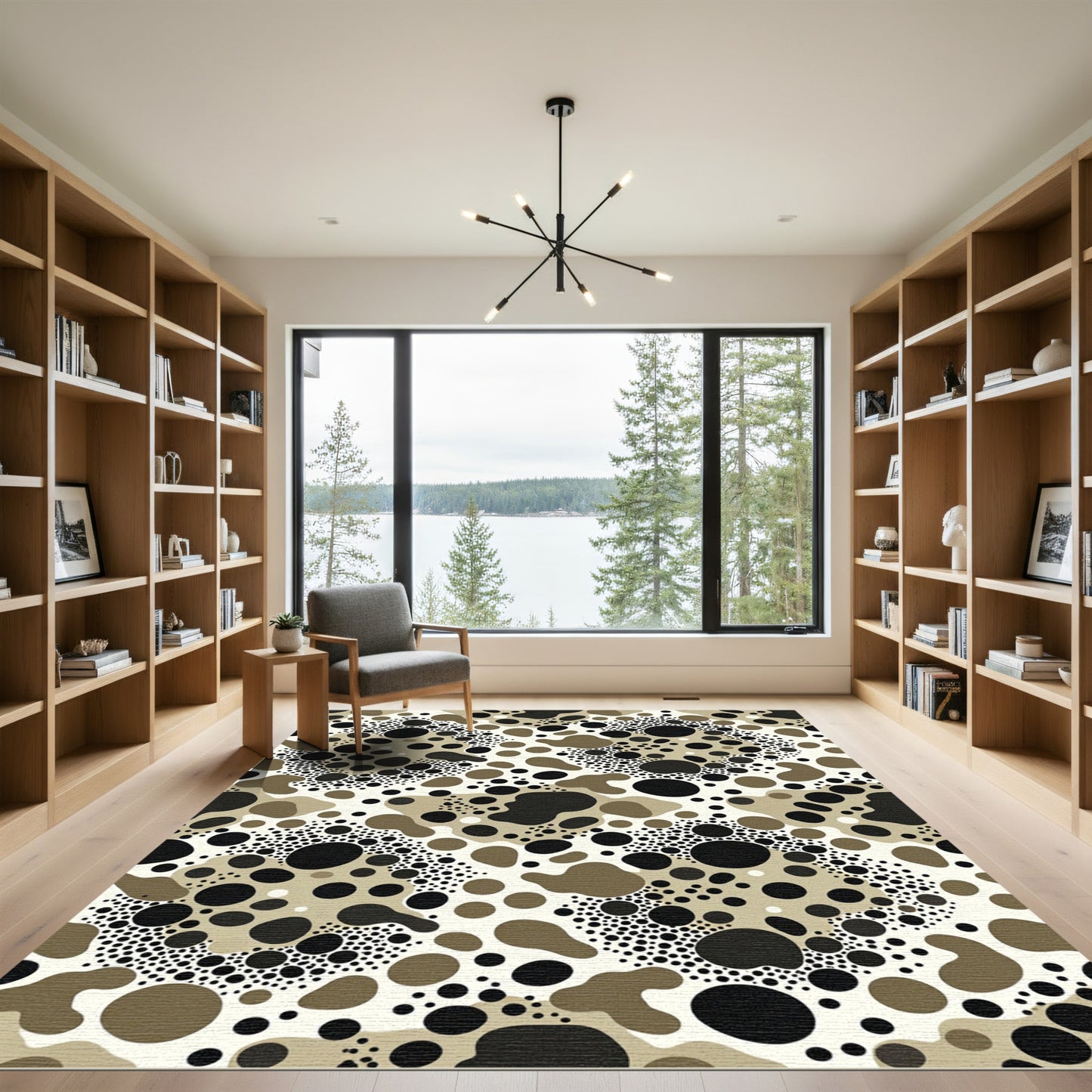 Abstract Neutral Polka Dot Organic Shape Rug