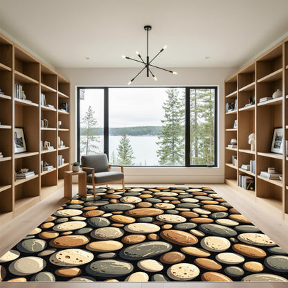 Neutral Earthy Tone Organic River Stones Rug