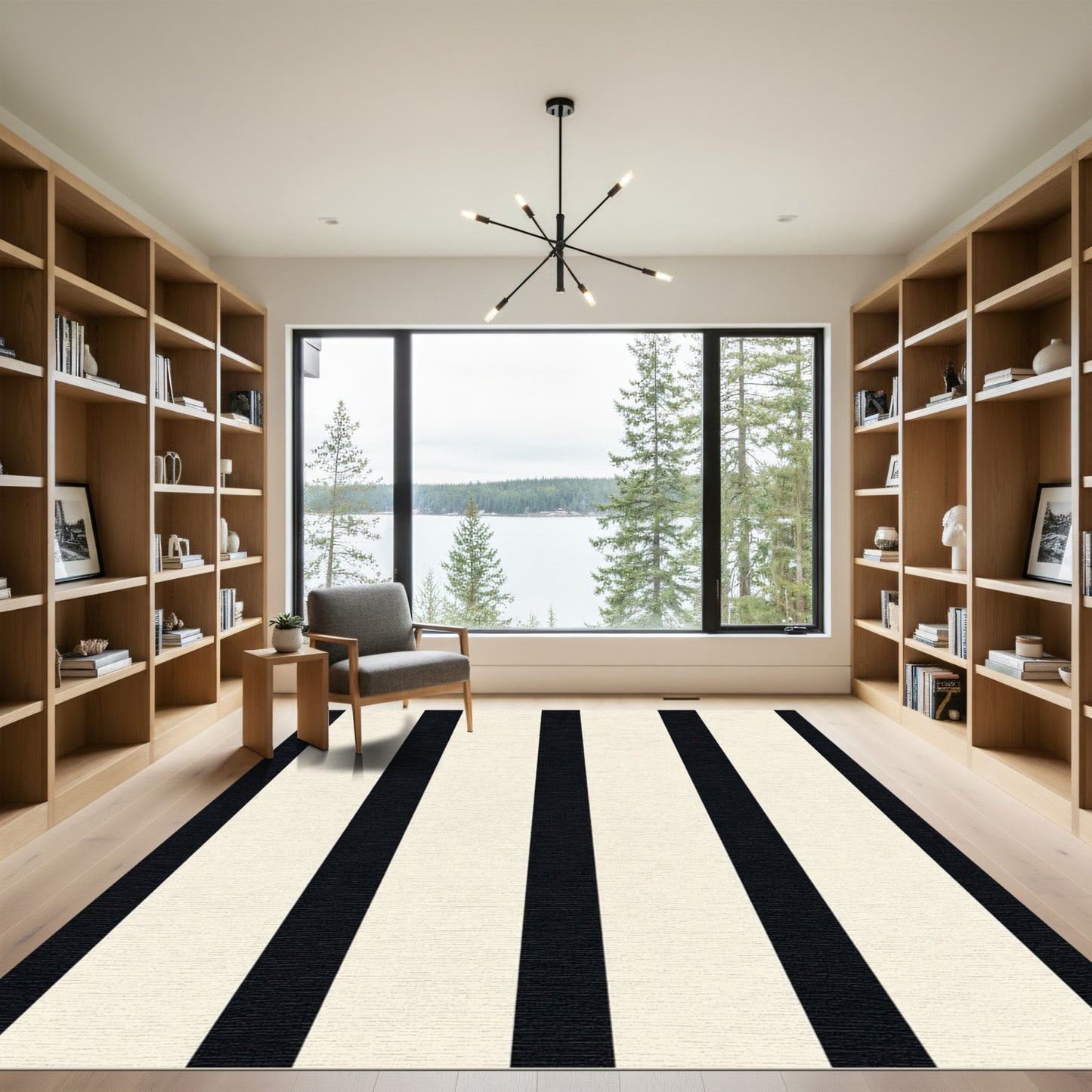Classic High Contrast Vertical Lines Rug