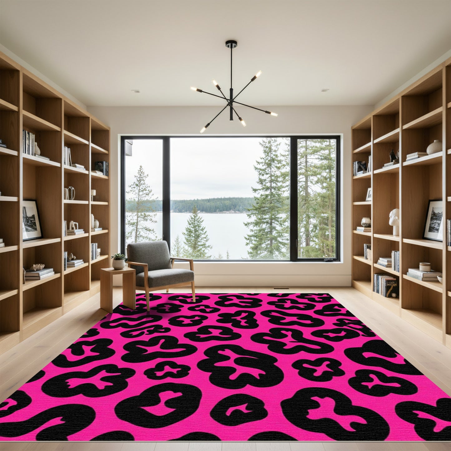 Hot Pink Black Spots Rug