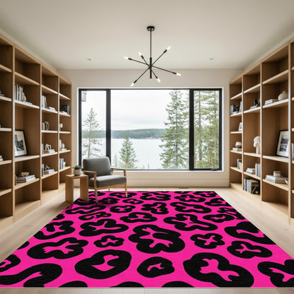 Hot Pink Black Spots Rug