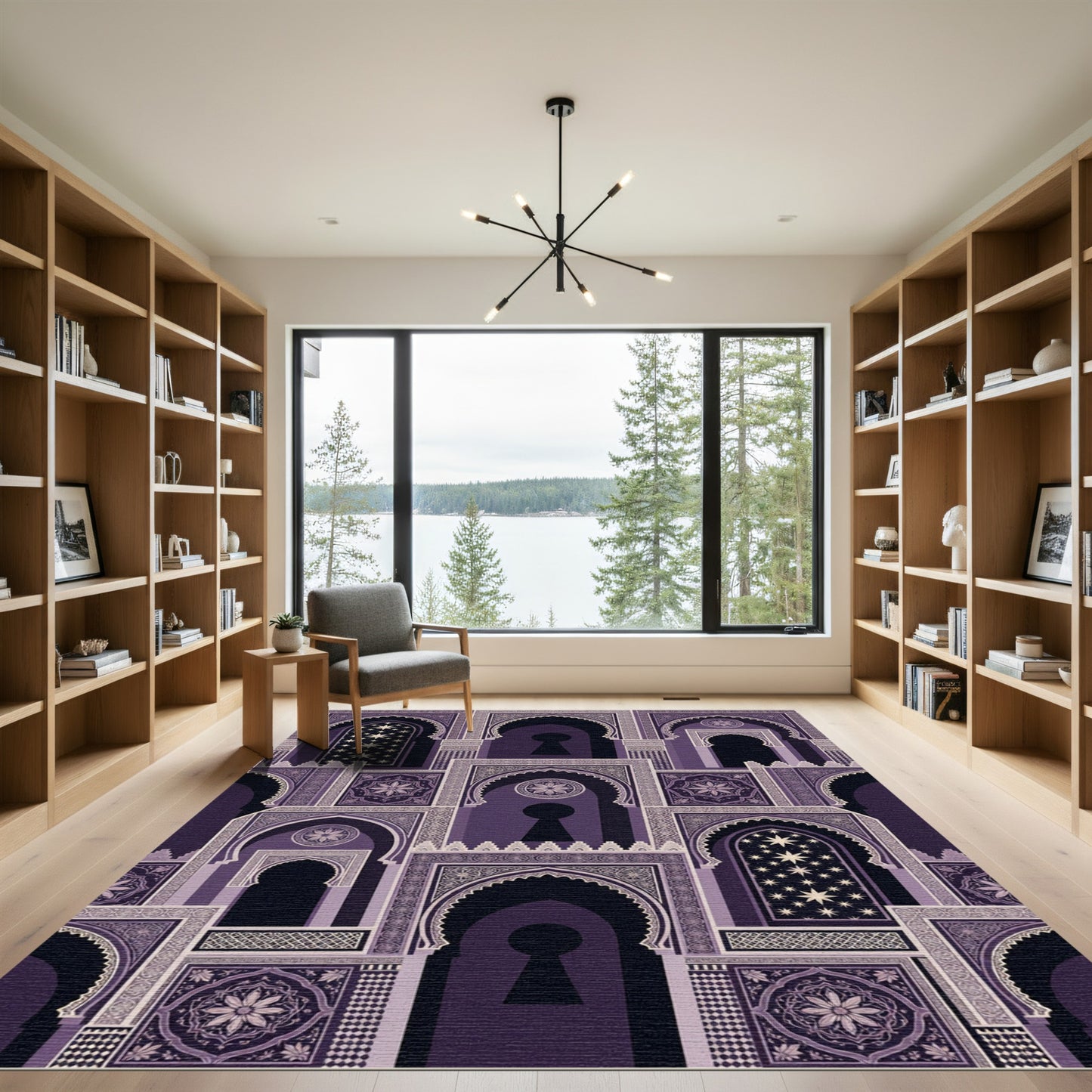 Regal Purple Archway Star Window Rug