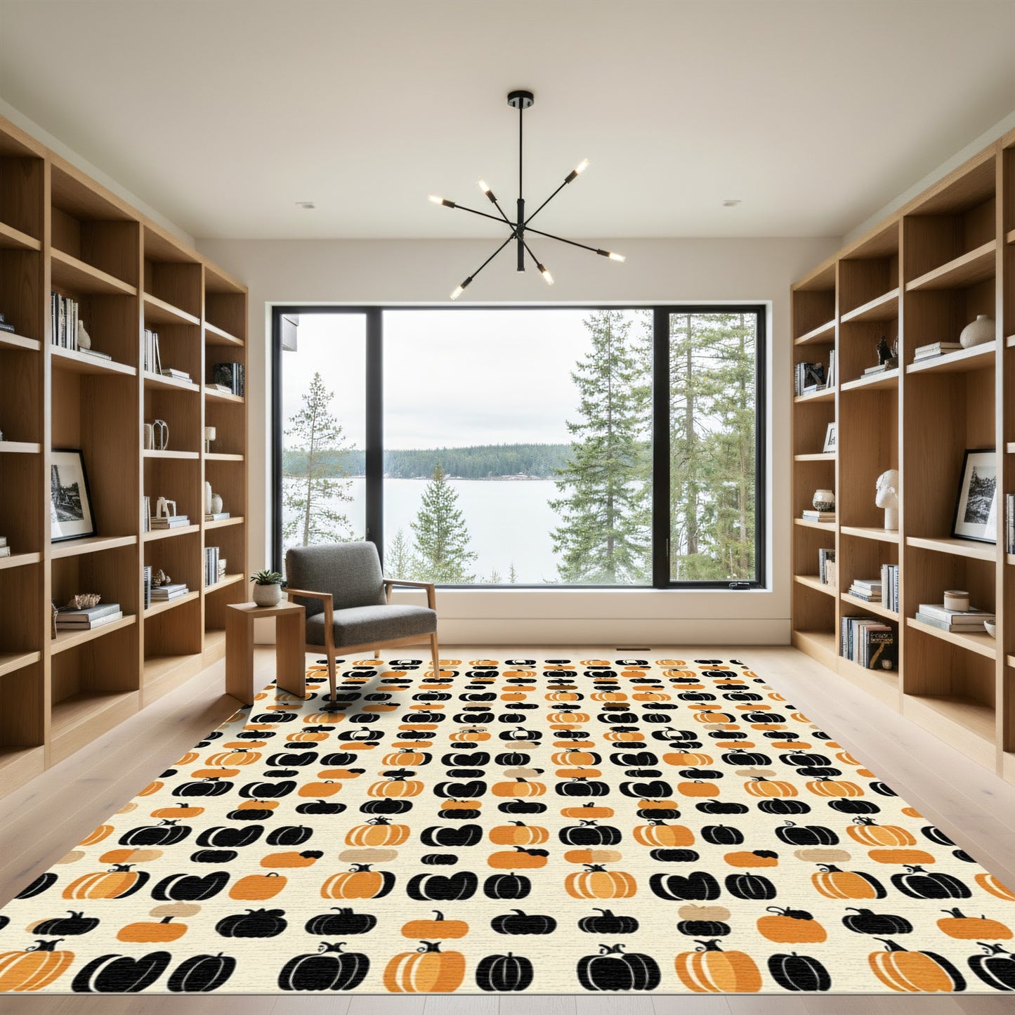 Orange Black Pumpkin Scatter Rug