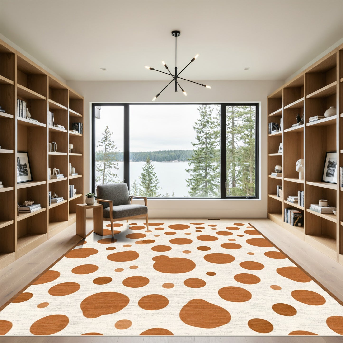 Brown Dotty Casual Scattered Shapes Rug