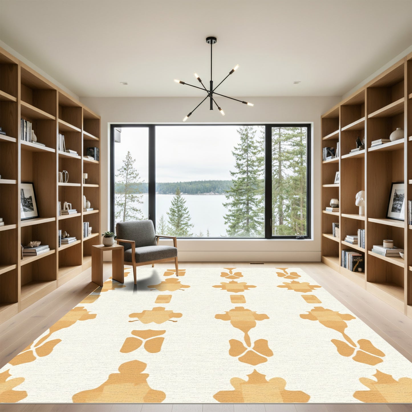 Golden Ochre Abstract Garden Rug