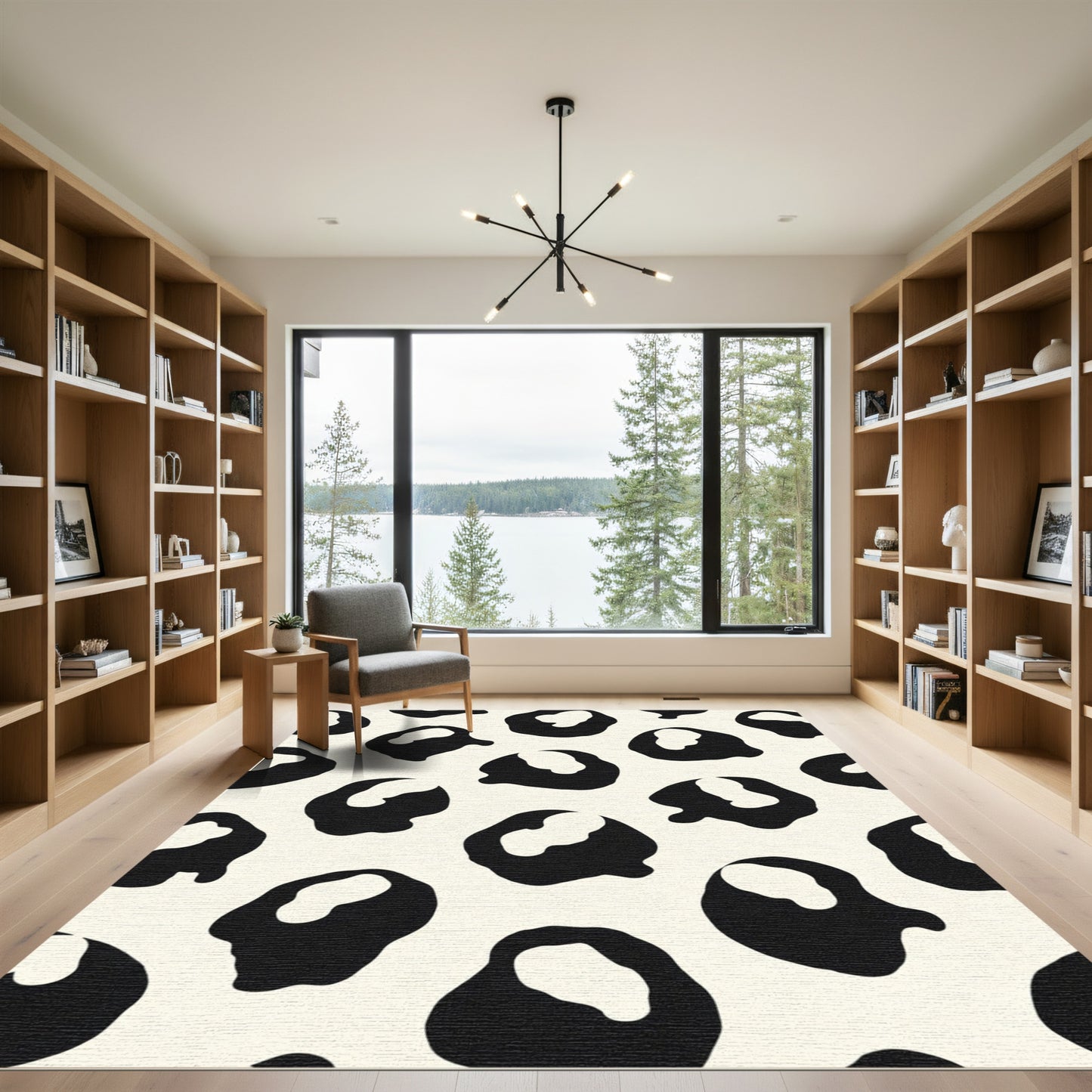 Black Cream Organic Blotches Rug