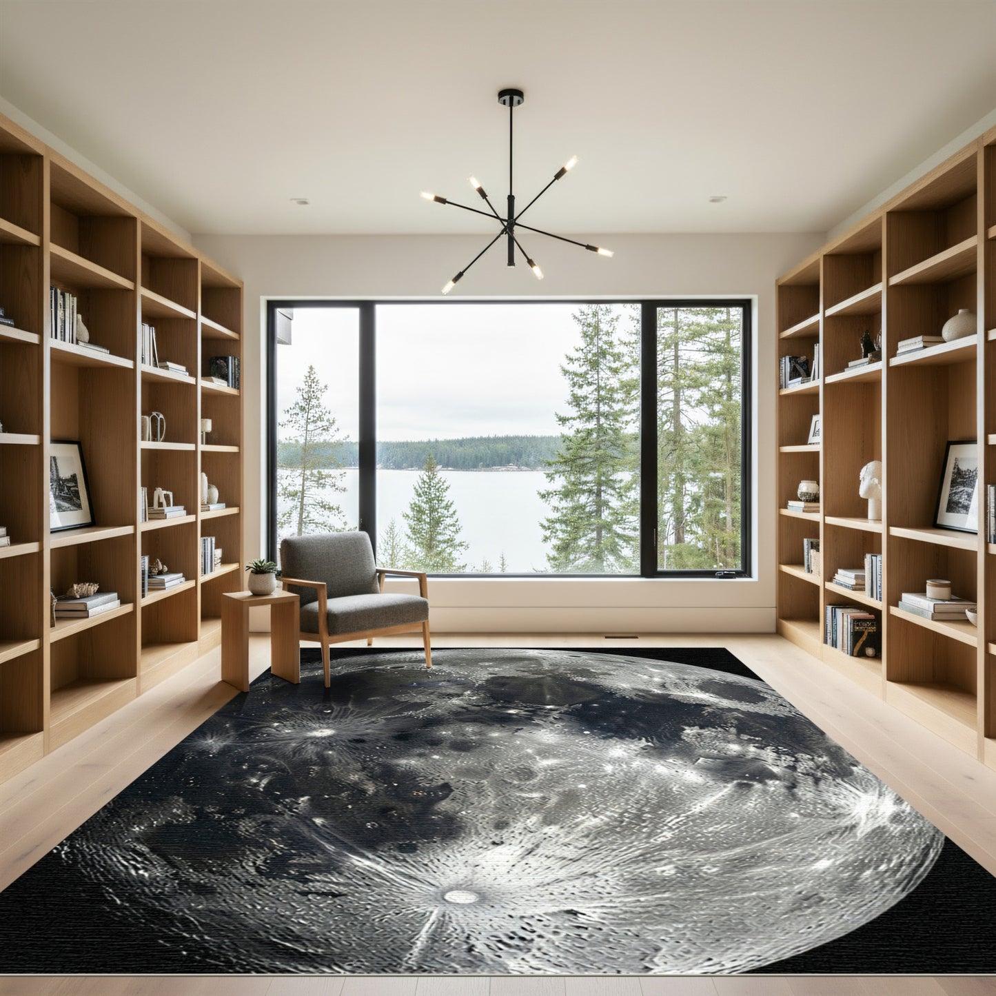 Ethereal Cosmic Lunar Crater Round Rug