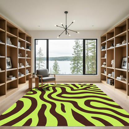 Lime Green Abstract Swirls Rug