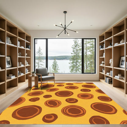 Golden Burnt Orange Abstract Circles Rug