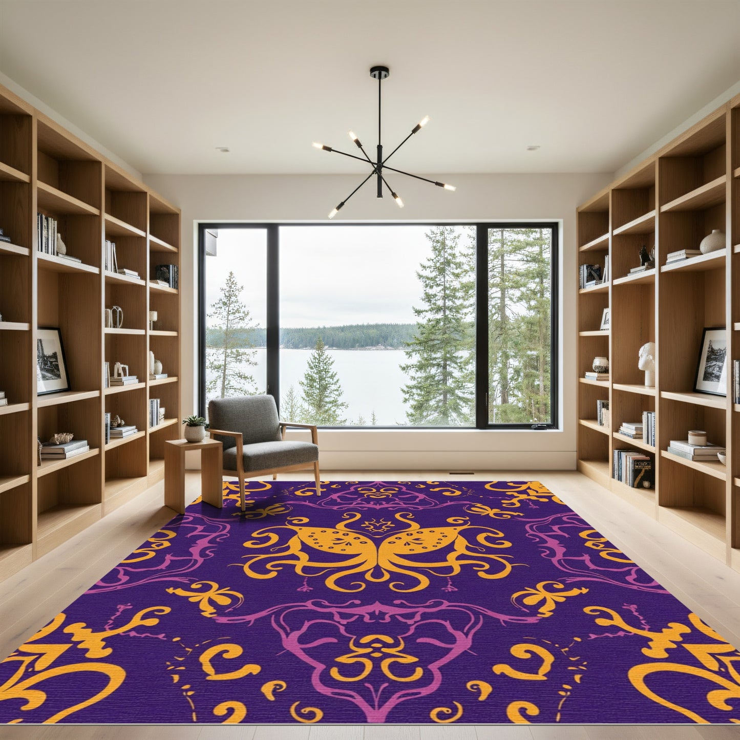 Purple Gold Yellow Ornate Butterfly Rug